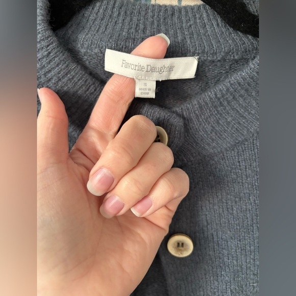 Favorite Daughter varsity cardigan in dark slate grey blue - Picture 7 of 8